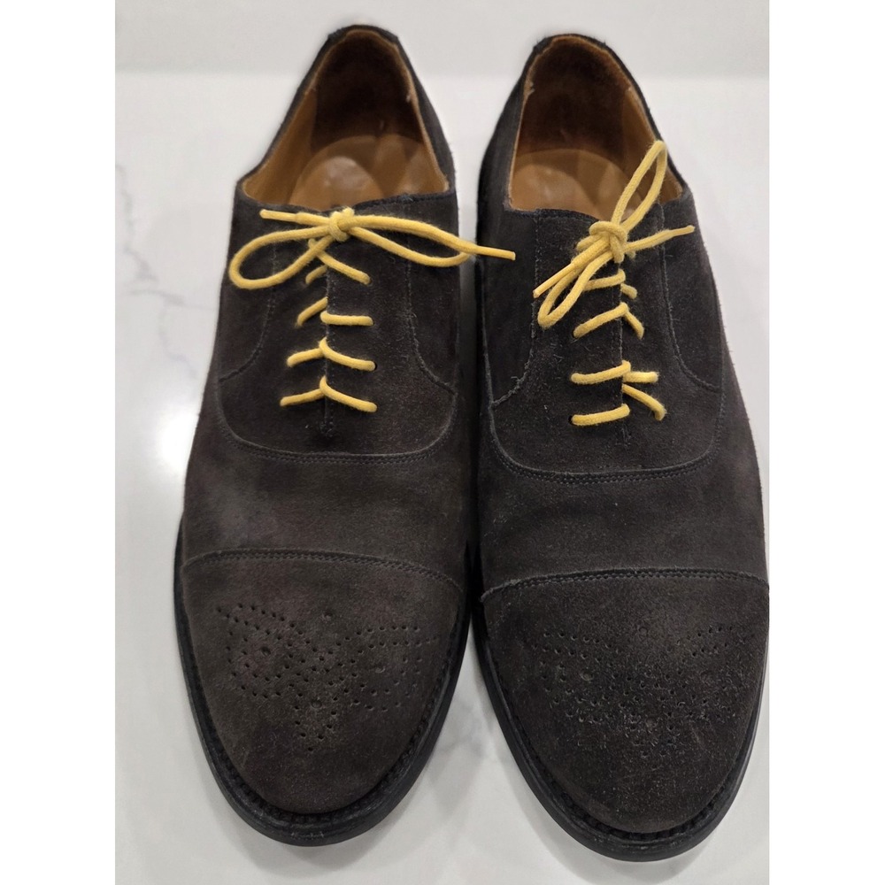 QUERO Men's Brown Suede Cap Toe Lace-Up Oxford Dress Shoes US 10.5